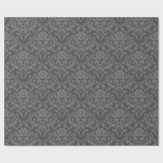 Nouveau Damask in Charcoal en Dove Grey Cadeaupapier (Vlak)