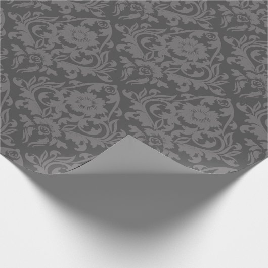 Nouveau Damask in Charcoal en Dove Grey Cadeaupapier (Hoek)