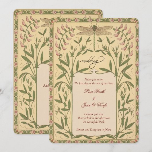 Nouveau Dragonfly bruiloft uitnodigingen (Voorkant / Achterkant)