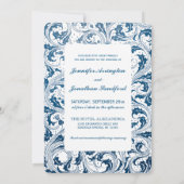 Nouveau Dream bruiloft uitnodigingen - Blauw & Wit (Achterkant)