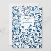 Nouveau Dream bruiloft uitnodigingen - Blauw & Wit (Voorkant)