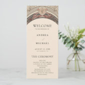 Nouveau Floral Antiek Art Deco bruiloft Programmakaart (Staand voorkant)