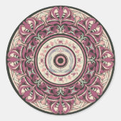Nouveau Floral Mandala Ronde Sticker (Voorkant)