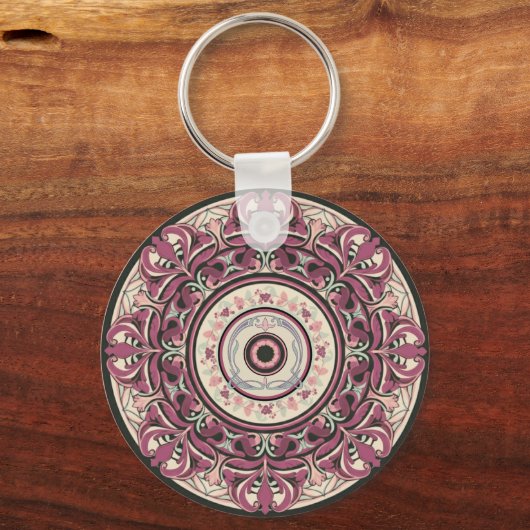 Nouveau Floral Mandala Sleutelhanger (Achterkant)