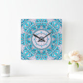 Nouveau Floral Mandala Wall Clock Vierkante Klok (Huis)