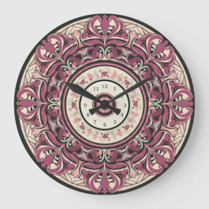 Nouveau Floral Mandala wandklok