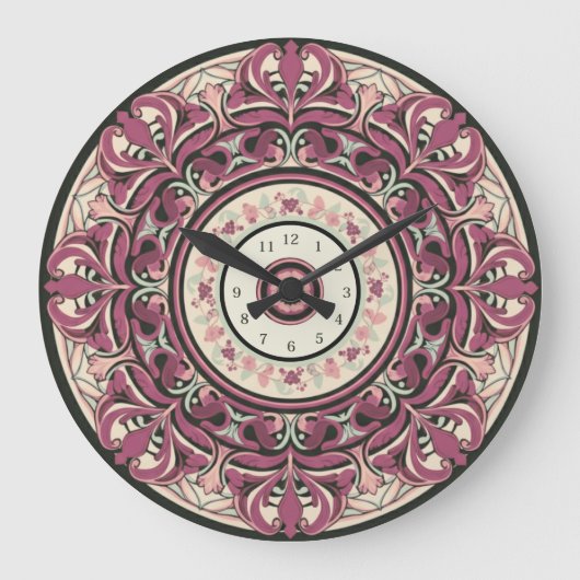 Nouveau Floral Mandala wandklok (Voorkant)