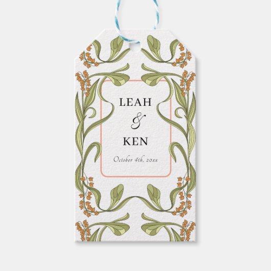 Nouveau Floral Wedding Cadeaulabel (Voorkant)
