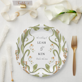 Nouveau Floral Wedding Papieren Bordje