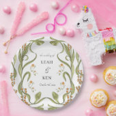 Nouveau Floral Wedding Papieren Bordje (Feest)