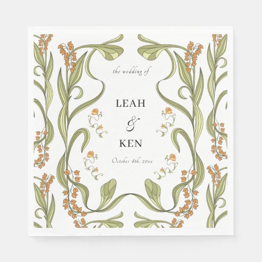 Nouveau Floral Wedding Servet (Voorkant)