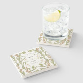 Nouveau Floral Wedding Stenen Onderzetter (Zijkant)