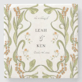 Nouveau Floral Wedding Stenen Onderzetter (Voorkant)