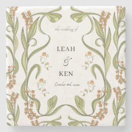 Nouveau Floral Wedding Stenen Onderzetter