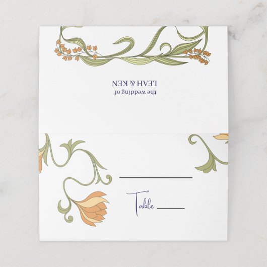 Nouveau Flower Wedding Plaatskaartje (Buitenkant ongevouwen)