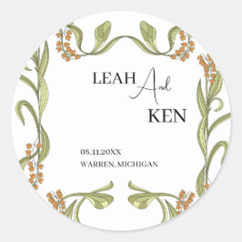 Nouveau Flower Wedding Ronde Sticker