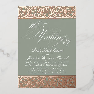 Nouveau Formele Calligrafie Elegant Klassiek Salie Folie Uitnodiging
