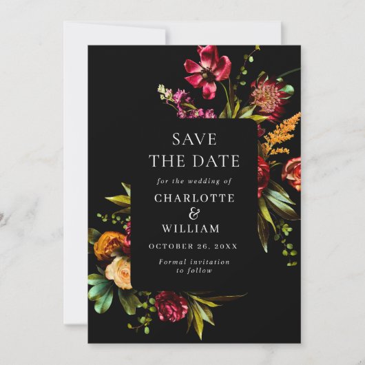 Nouveau Garden Flowers Wedding QR Code Save The Date (Voorkant)