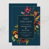 Nouveau Garden Flowers Wedding QR Code Save The Date (Voorkant / Achterkant)