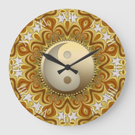 Nouveau Gold Yin Yang Feng Shui Home Decor Clock Grote Klok (Voorkant)