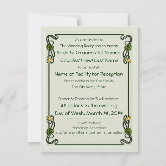 Nouveau Lelies (bruiloft receptie uitnodiging) Kaart (Voorkant)