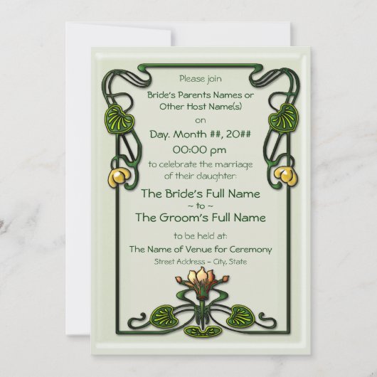 Nouveau Lelies (huwelijksuitnodiging) Kaart (Voorkant)