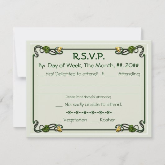 Nouveau Lelies (Uitnodiging Beantwoorden Kaart) RSVP Kaartje (Voorkant)