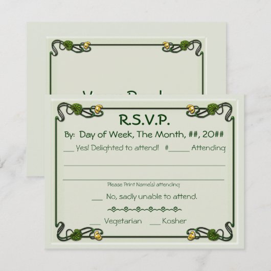 Nouveau Lelies (Uitnodiging Beantwoorden Kaart) RSVP Kaartje (Voorkant / Achterkant)