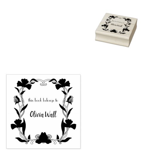  Nouveau Lijst Boekplaat Ex Libris Boekachtig Rubberstempel (Gestempeld)