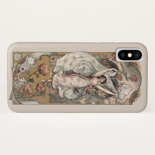 Nouveau Maiden met Chrysanten Case-Mate iPhone Case (Achterkant (horizontaal))