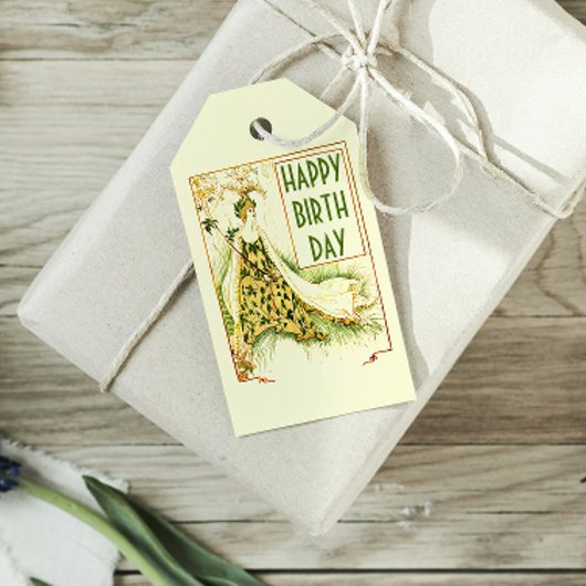  Nouveau Meadowsweet Walter Crane Verjaardag Cadeaulabel