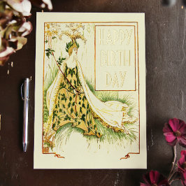  Nouveau Meadowsweet Walter Crane Verjaardag Folie Feestdagen Briefkaart