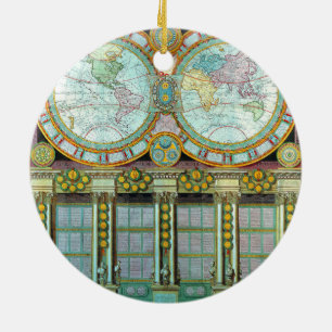 Nouveau Monde - Old-Cartographic-Kaarten Keramisch Ornament
