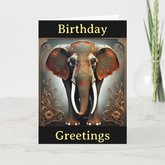 Nouveau olifant verjaardagskaart kaart (Voorkant)