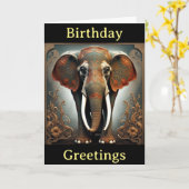 Nouveau olifant verjaardagskaart kaart (Gele Bloem)