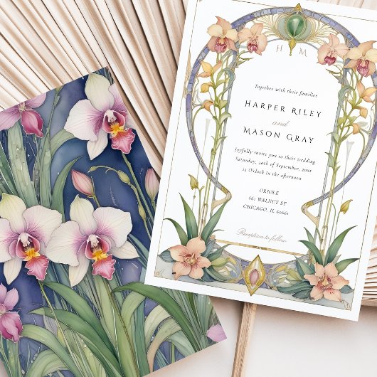 Nouveau Orchidee Tuin Huwelijksuitnodiging Kaart