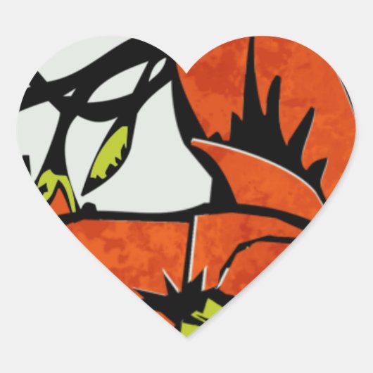 Nouveau Poppies (hartvormige Stickers) Hart Sticker (Voorkant)