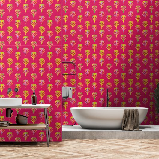 Nouveau Riche Bloeit Magenta Behang (Badkamer)