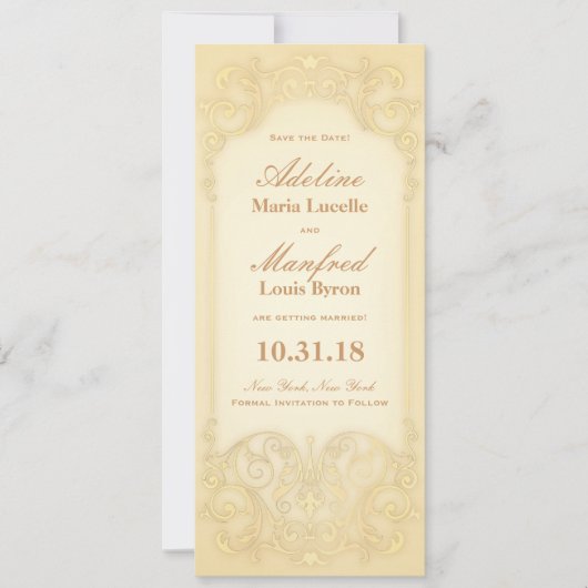 Nouveau Victoriaans: Bleek Gouden Fancy Save the D Date (Voorkant)