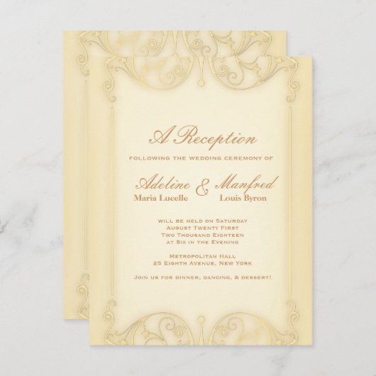 Nouveau Victoriaans: Bleekgouden Bruiloft met Fijn Kaart (Voorkant / Achterkant)