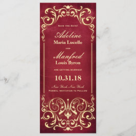 Nouveau Victoriaans: Rood & Goud Bewaar de Datum Save The Date