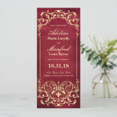 Nouveau Victoriaans: Rood & Goud Bewaar de Datum Save The Date (Staand voorkant)