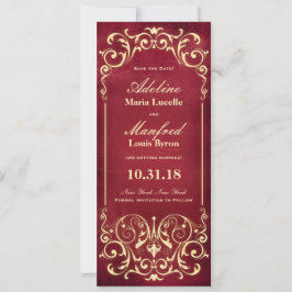 Nouveau Victoriaans: Rood & Goud Bewaar de Datum Save The Date