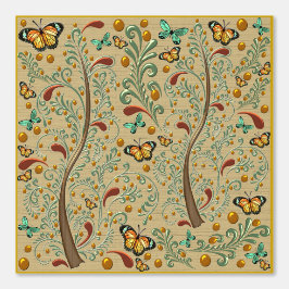 Nouveau vlinders en Oranje bomen Behang