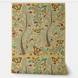 Nouveau vlinders en Oranje bomen Behang