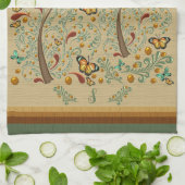 Nouveau vlinders en Oranje bomen Theedoek (Gevouwen)