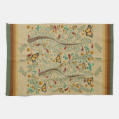 Nouveau vlinders en Oranje bomen Theedoek (Horizontaal)