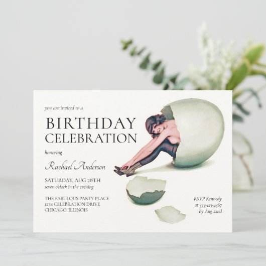  Nouveau Vrouw Grappig Verjaardagsfeest Kaart (Staand voorkant)