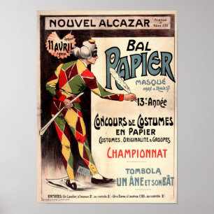 Nouvel Alcazar 1908 Clown Joker  French AD Poster