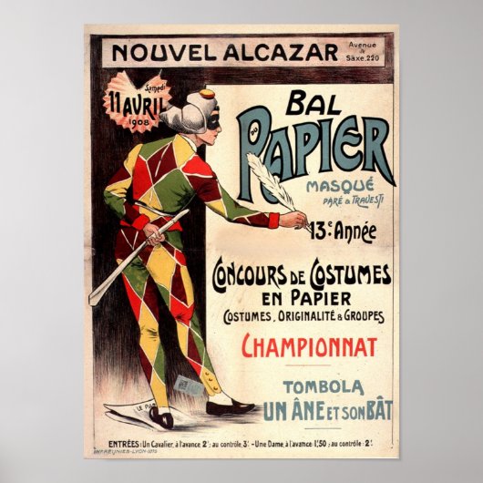 Nouvel Alcazar 1908 Clown Joker  French AD Poster (Voorkant)